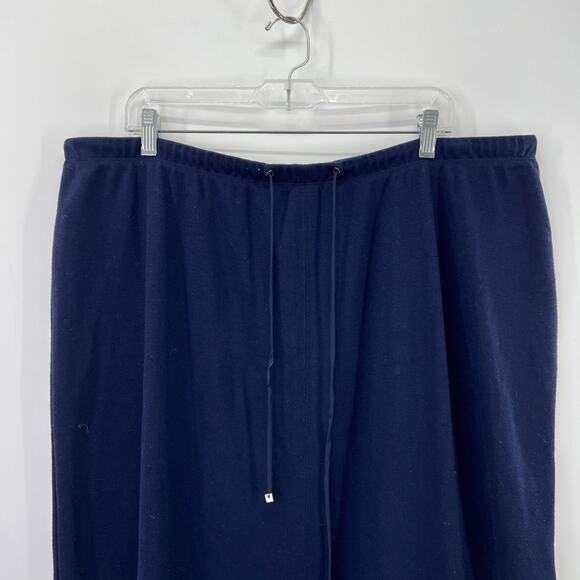 Avenue Midi Skirt Sz 22/24 Navy Drawstring Stretch Pull On Comfort Casual Slit - Picture 2 of 8